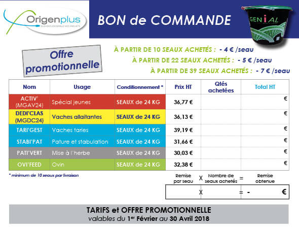 bon de commande des seaux GENiAL