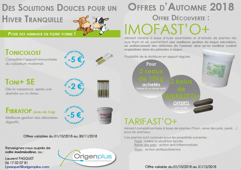 Flyer présentant les offres de nutri santé de l'Automne 2018