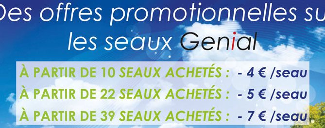 bandeau de l'affiche de la promotion sur les seaux Génial