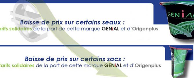 bandeau des bons de commandes des sacs et seaux GENiAL