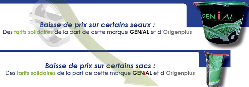 bandeau des bons de commandes des sacs et seaux GENiAL