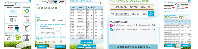 Des captures d'écran de l'application Origenplus