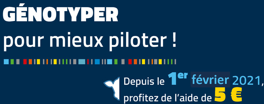 Bandeau du flyer de l'offre de l'aide de 5€ sur les génotypages