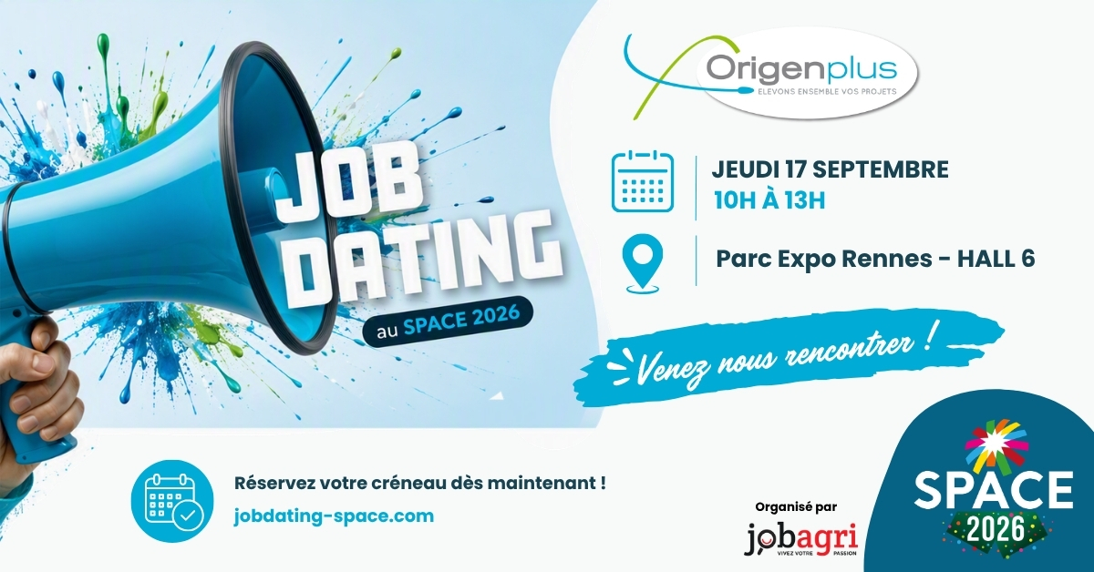 Rencontrez les équipes Origenplus au Job Dating du SPACE 2026 à Rennes le 17 septembre. Découvrez nos métiers et nos opportunités.